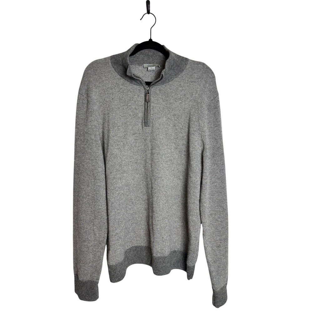 Phenix Men's 100% Cashmere Grey Quarter Zip Sweater XL Funnel Neck Luxury Knit